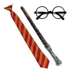 Kit aprendiz de mago Harry gafas corbata y varita