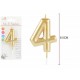 Vela dorada numero 4 en oro para cumpleaños 8,5 cm