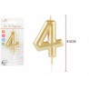 Vela dorada numero 4 en oro para cumpleaños 8,5 cm