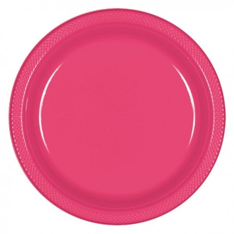Platos fucsia plastico para cumpleanos 23 cm 8 uds