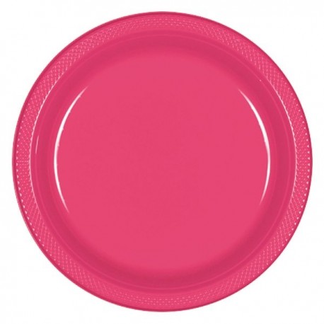 Platos fucsia plastico para cumpleanos 23 cm 8 uds