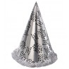 Sombrero cono feliz año nuevo plateado con flecos