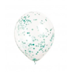 Globos transparentes con confeti azul caribe 6 uds