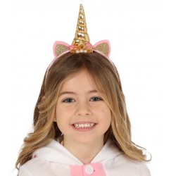 Diadema unicornio oro para niña