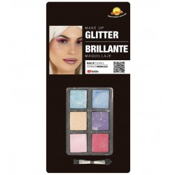 kit sombra de ojos con glitter 6 colores y pincel