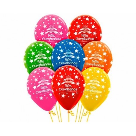 Globos feliz cumpleanos tarta 12 uds de 30 cm sempertex