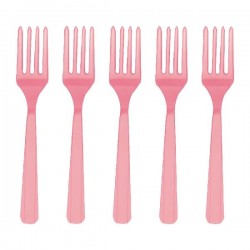 Tenedor rosa para fiestas 10 uds