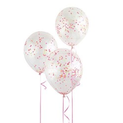 Globos transparentes con confeti colores neon 6 unidades