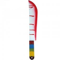Cuchillo payaso asesino con sangre y colores 53x7,5 cm