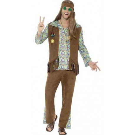Disfraz hippie anos 60 multicolor para hombre talla S