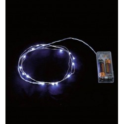 Guirnalda de luz led blanca fria 1 metro 10 leds globos a pilas