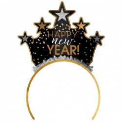 Tiara corona fin de ano cotillon nochevieja oro y negro