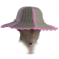 Gorro safari exploradora color paja y rosa plegable