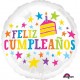 Globo feliz cumpleanos blanco con estrellas 45 cm