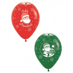 Globos latex rojo verde feliz navidad 12 uds 30 cm