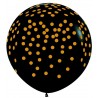 Globo negro confeti pintado oro 90 cm
