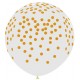 Globo transparente confeti pintado oro 90 cm unidad