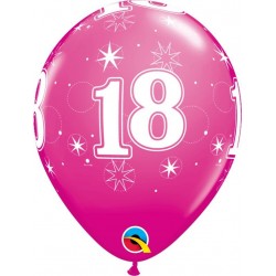 Globo 18cumplanos fucsia unidad qualatex 30 cm