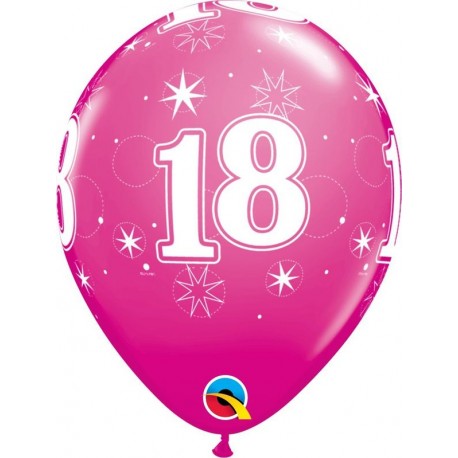 Globo 18cumplanos fucsia unidad qualatex 30 cm