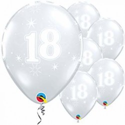 Globo 18 cumplaños transparente unidad Qualatex 30 cm