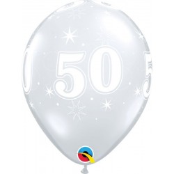 Globo 50 cumplaños transparente unidad Qualatex 30 cm