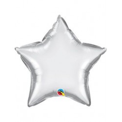 Globo estrella Chrome plata Qualatex 45 cm unidad