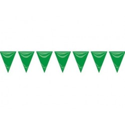 Banderin triangular plastico verde 25 metros 20x30 cm
