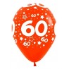 Globo 60 cumpleaños de latex 30 cm 12 uds sempertex colores surtidos
