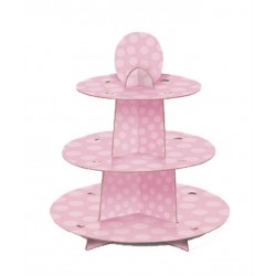 Soporte para Cupcakes rosa lunares 3 niveles