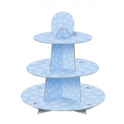 Soporte para Cupcakes azul lunares 3 niveles