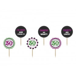 Toppers para cupcake 30 cumpleaños pinchos 9,2 cm 6 uds