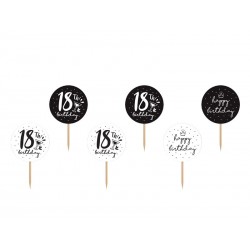 Toppers para cupcake 18 cumpleaños pinchos 9,2 cm 6 uds