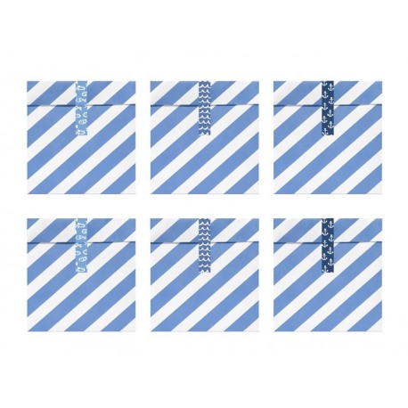 Bolsas rayas azules marinera 6 uds 13x14