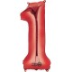 Globo numero 1 rojo de foil para helio o aire 86 x 55 cm