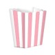 Caja para palomitas rayas blancas y rosa 5 uds de 13 cm