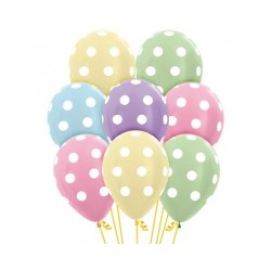 Globos Sempertex colores pastel con lunares 12 uds 30 cm