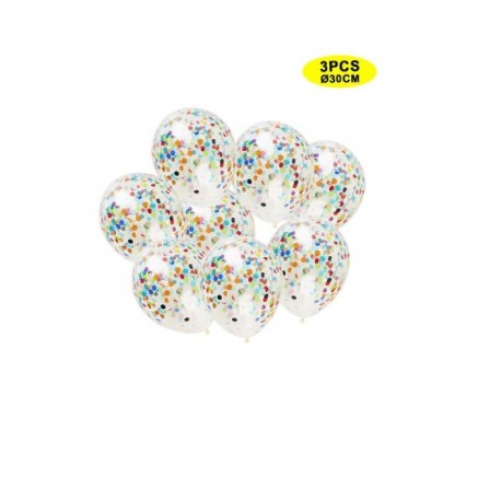 Globos transparentes con confeti Multicolor 3 uds 30 cm