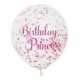 Globo transparente confeti rosa cumpleaños 6 uds 30 cm