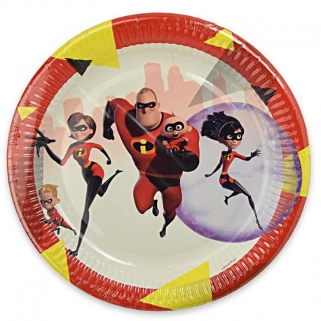 Platos cumpleanos Los Increibles 2 8 uds 23 cm
