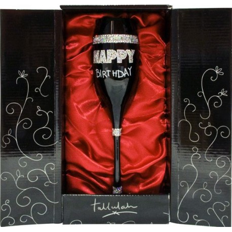 Copa champan negra happy Birthday en caja