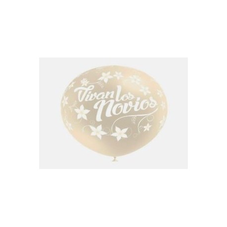 Globos vivan los novios latex marfil para boda