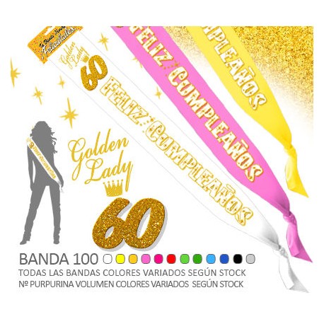 Banda 60 cumpleanos purpurina
