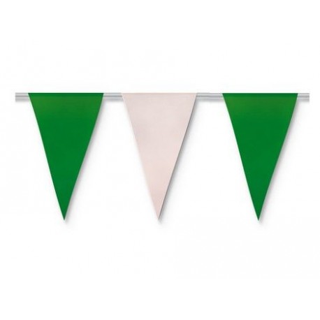 Bandera trinagular papel verde y blanco
