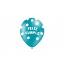 Globos Feliz cumpleaños azul lunares 8 uds 30 cm