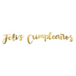 Cartel feliz cumpleanos letras metalizadas