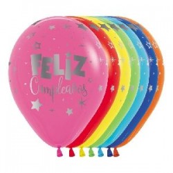 Globos feliz cumpleanos metalico 12 uds 30 cm