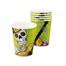 Vasos esqueleto dia de muertos 6 uds