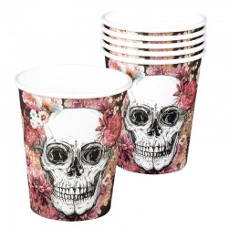 Vasos calavera mejicana dia muertos 6 uds