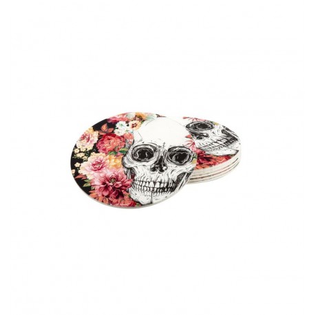 Posavasos calavera mejicana dia muertos 6 uds de 10 cm