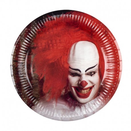 Platos payaso terror IT 6 uds 23 cm halloween